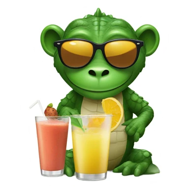 Alligator wearing sunglasses and a monkey making a smoothie sticker