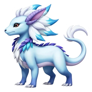 Shiny Glossy Pastel Light Divine Reptilian Beautiful Floral Snowy Pretty Absol-Amaura-Suicune-Cobalion-fusion, full body sticker