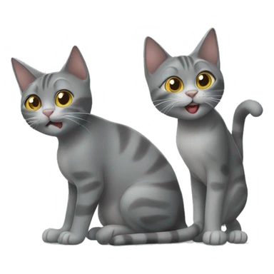 two gray cats playing  sticker