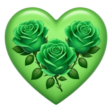 Green Heart with Little 3 green Roses around sticker