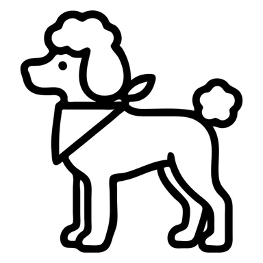 white poodle with pink bandana, outline style sticker