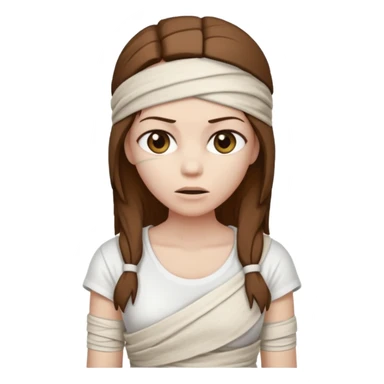 Mummy, his clothes:white T-shirt, brown hair sticker