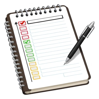 open notebook with a checklist sticker