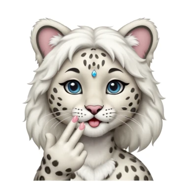 Anthropomorphic snow-leopard girl blowing kisses sticker