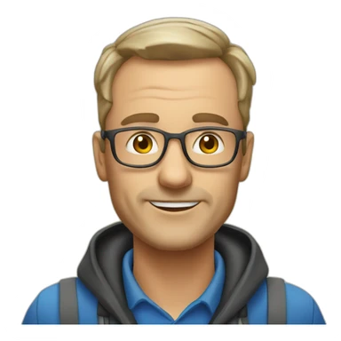 A 50 years old male youth hostel manager sticker