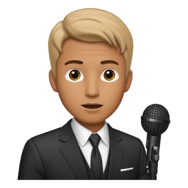 man speaks into the microphone sticker