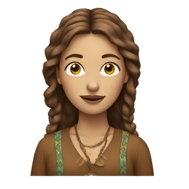 Hippie woman with brown hair portrait sticker