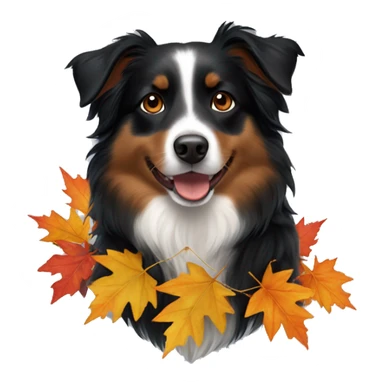 Autumn leaf garland Small black australian shepherd dog sticker