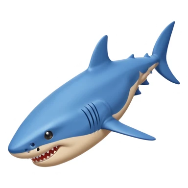 A safe shark with blue legs and has blue nike shoes sticker