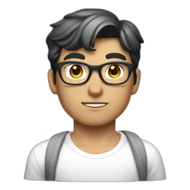 front view of young clark kent wearing white t-shirt using a mac sticker