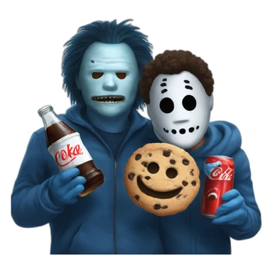 Michael Myers and Cookie Monster with Coke sticker