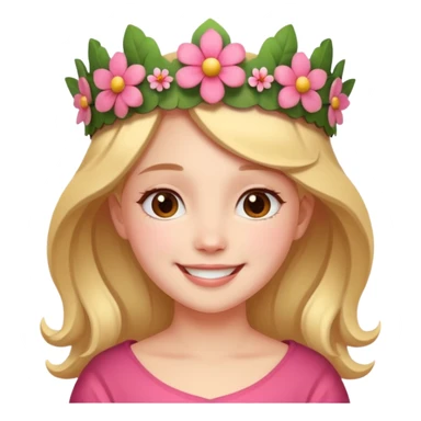 A girl with a flower-shaped crown smiling gently.

























 sticker