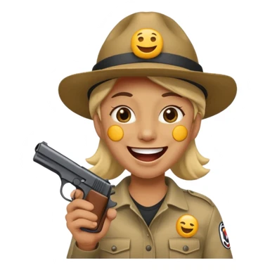 Emoji de risa pero con gorro del equipo colo colo y una pistola en la mano sticker