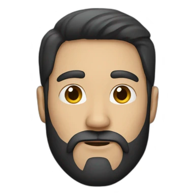 A man with dark hair and a beard sticker