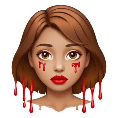 Brown Hair Woman , white paint , drip, face, hot  Sexy, lips sticker