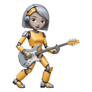 a cyper robot carry her note and electric guitar and try to change the world sticker