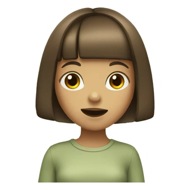 Girl with brown bangs eating veggie sticker