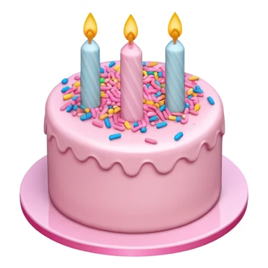 Draw a birthday cake with pink cream and topping on the top side using an isometric camera with a High-Angle Shot. sticker