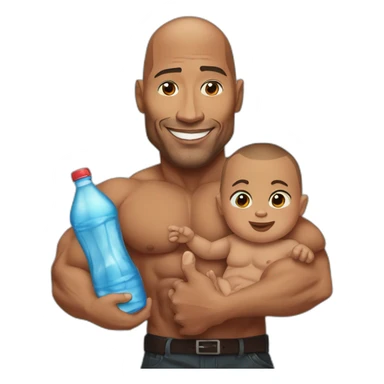 Dwayne Johnson avec un bébé et une bierre sticker