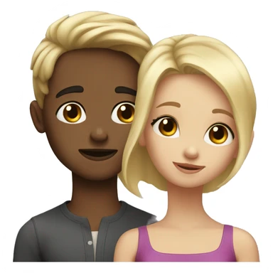 A blond boy and girl a brunette kiss sticker