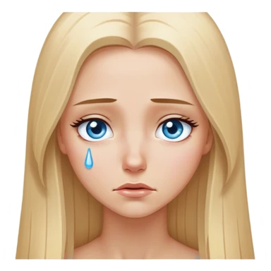 beautiful white girl with long straight blonde hair blue eyes crying  sticker