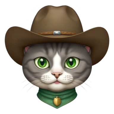 cowboy gray cat with white chin and green eyes sticker