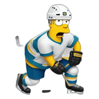 Homer Simpson play ice hockey sticker