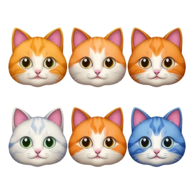 6 cats with different coloured coats sticker