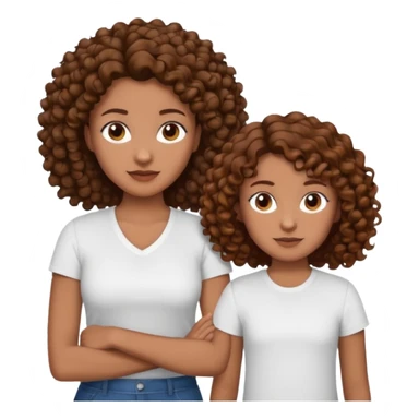 single mom with twin girls; all brown hair, mother and one daughter have curly hair sticker