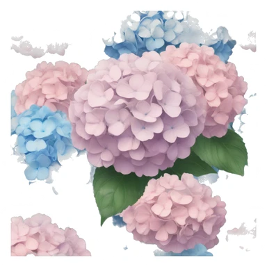 Rococo bouquet of blue and pale pink hydrangeas sticker