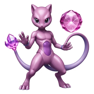Pokemon legendary purple and pink crystal mewtwo sticker