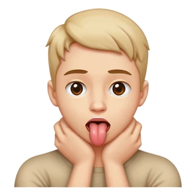 arms crossed holding neck, chocking face with tongue out, person sticker