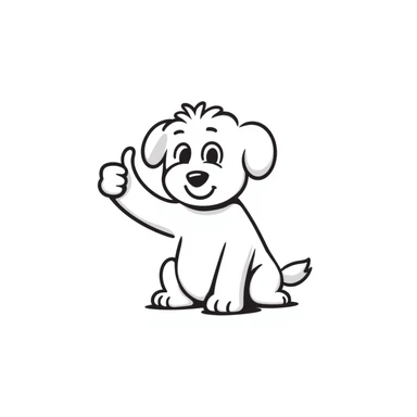 cartoon Maltese puppy giving a thumbs up, hand-drawn look sticker