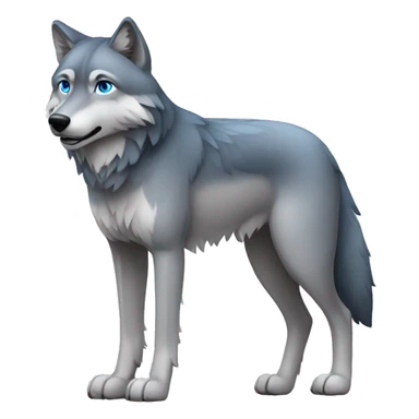 Grey wolf with darker points, and blue eyes. full body sticker