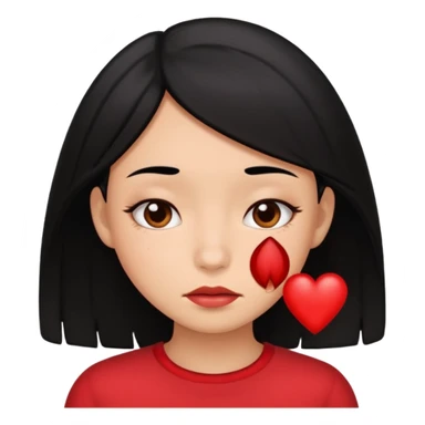 Black hair girl with face allergy sticker