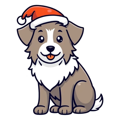 Shaggy dog with Christmas decor sticker