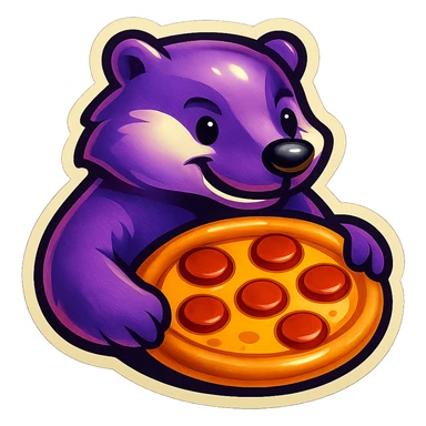 Purple Badger with pizza  sticker