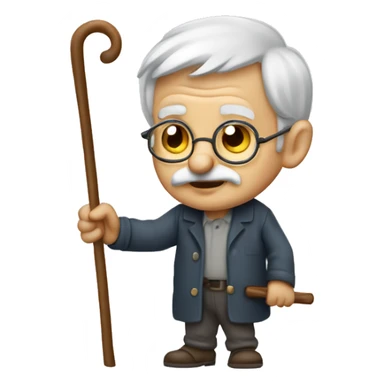 old man with cane and 𓂸 sticker