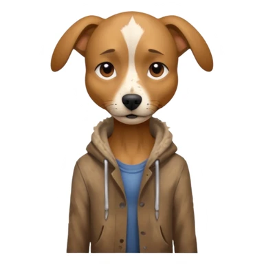 homeless poor dog with torn clothes  sticker