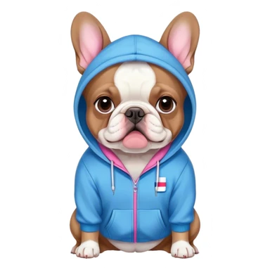 French bull dog wearing blue and pink hoodie sticker