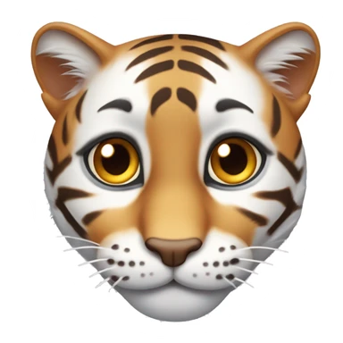 Chat blanc marron tigré et roux avec yeux couleur noisettes  sticker