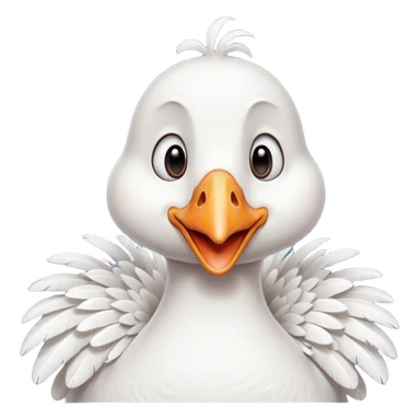 art style drawing of a white goose character looking extremely shocked sticker
