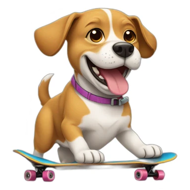 happy skateboarding dog sticker