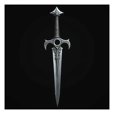 realistic gothic dagger, with a crescent moon motif, photorealistic style sticker