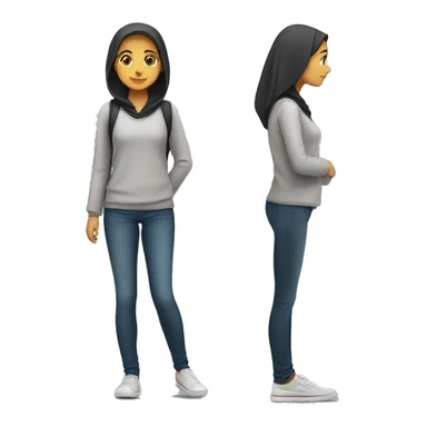 female arabic short student showing her short height sticker