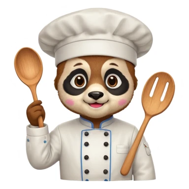 chef panda colorful chef costume sticker