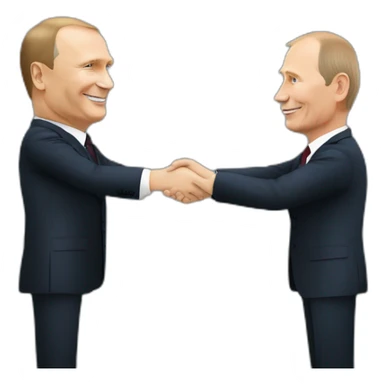 Klaus Iohannis shakes hands with Vladimir Putin sticker
