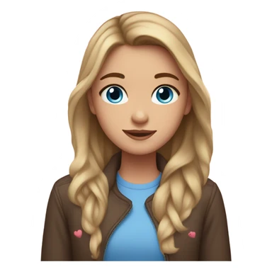 girl with hearts around her and dark brown hair and light skin and blue eyes sticker