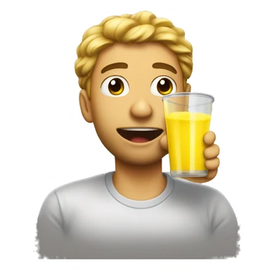 extremely dehydrated person completely enjoying drinking yellow juice emoji sticker