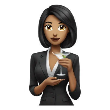 Business woman with black hair drinking martini  sticker